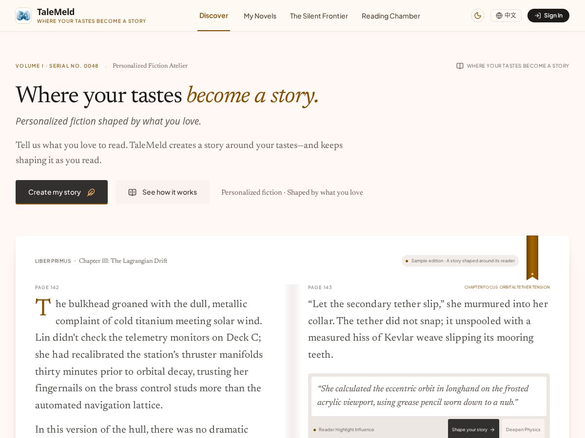 Landing-page snapshot of talemeld.com