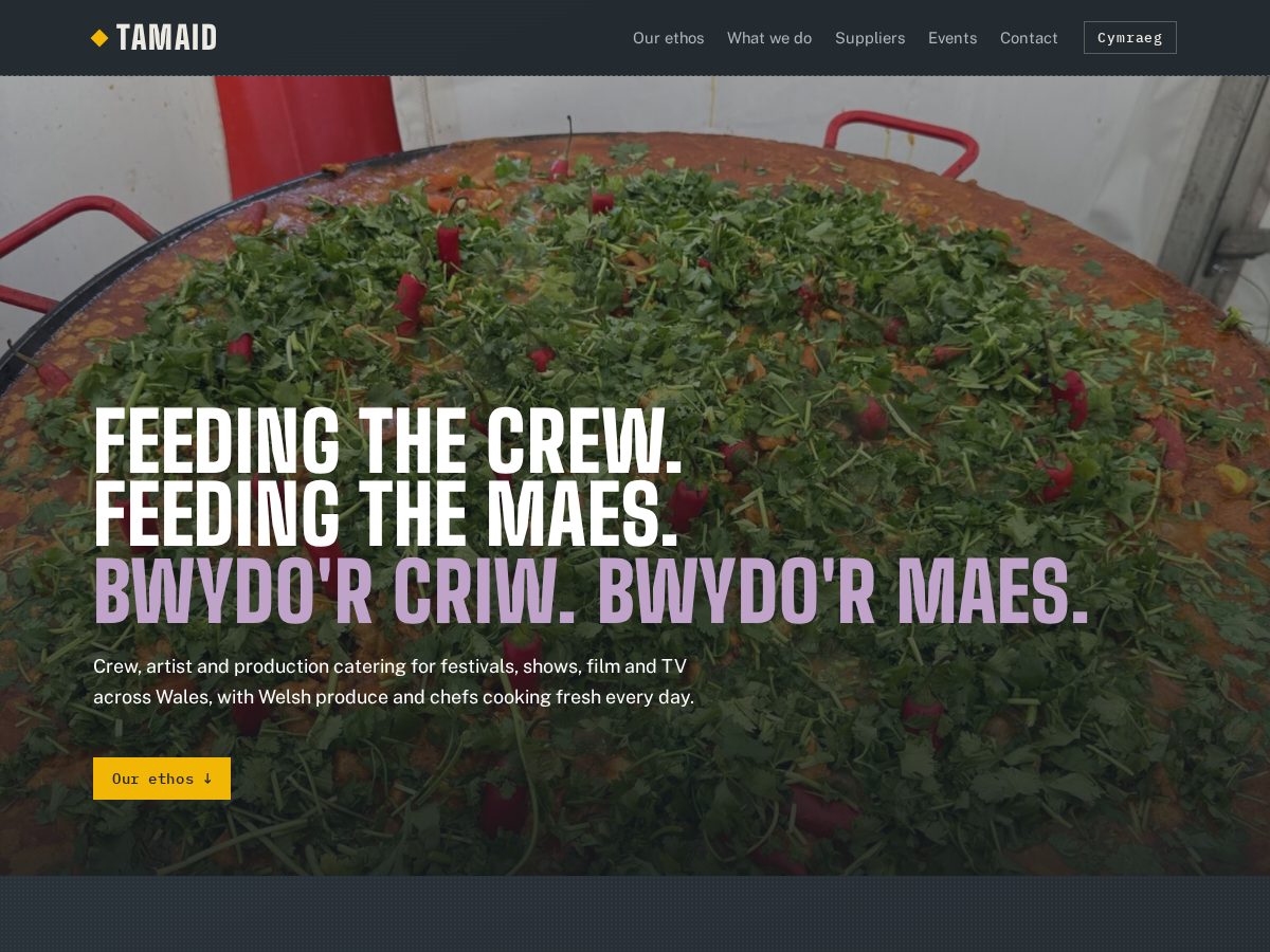 Landing-page snapshot of tamaid.wales