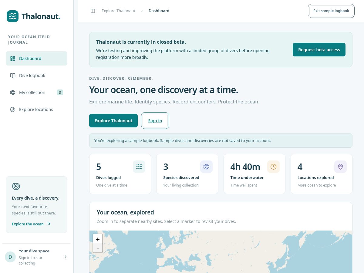 Landing-page snapshot of thalonaut.com