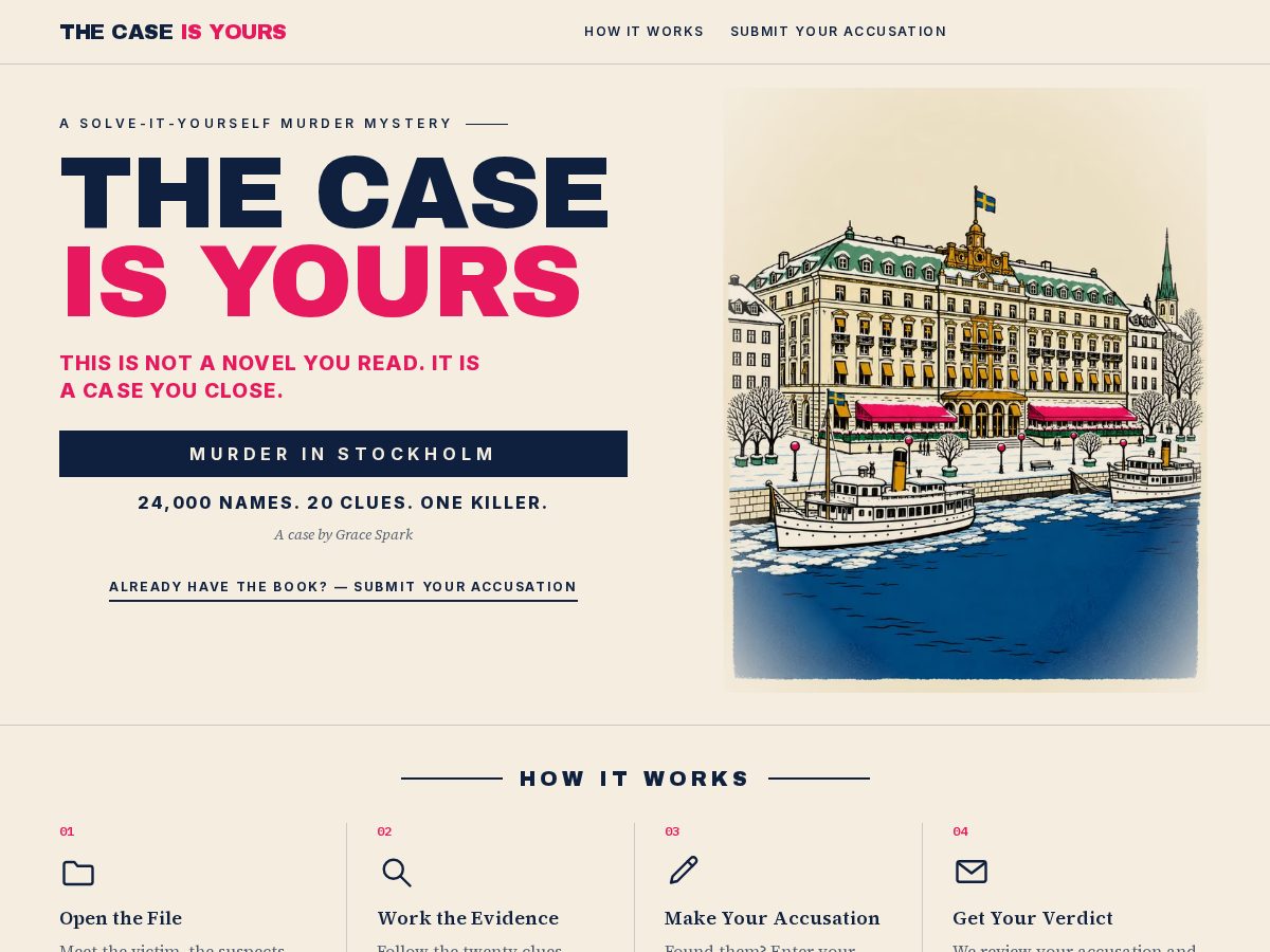 Landing-page snapshot of thecaseisyours.com