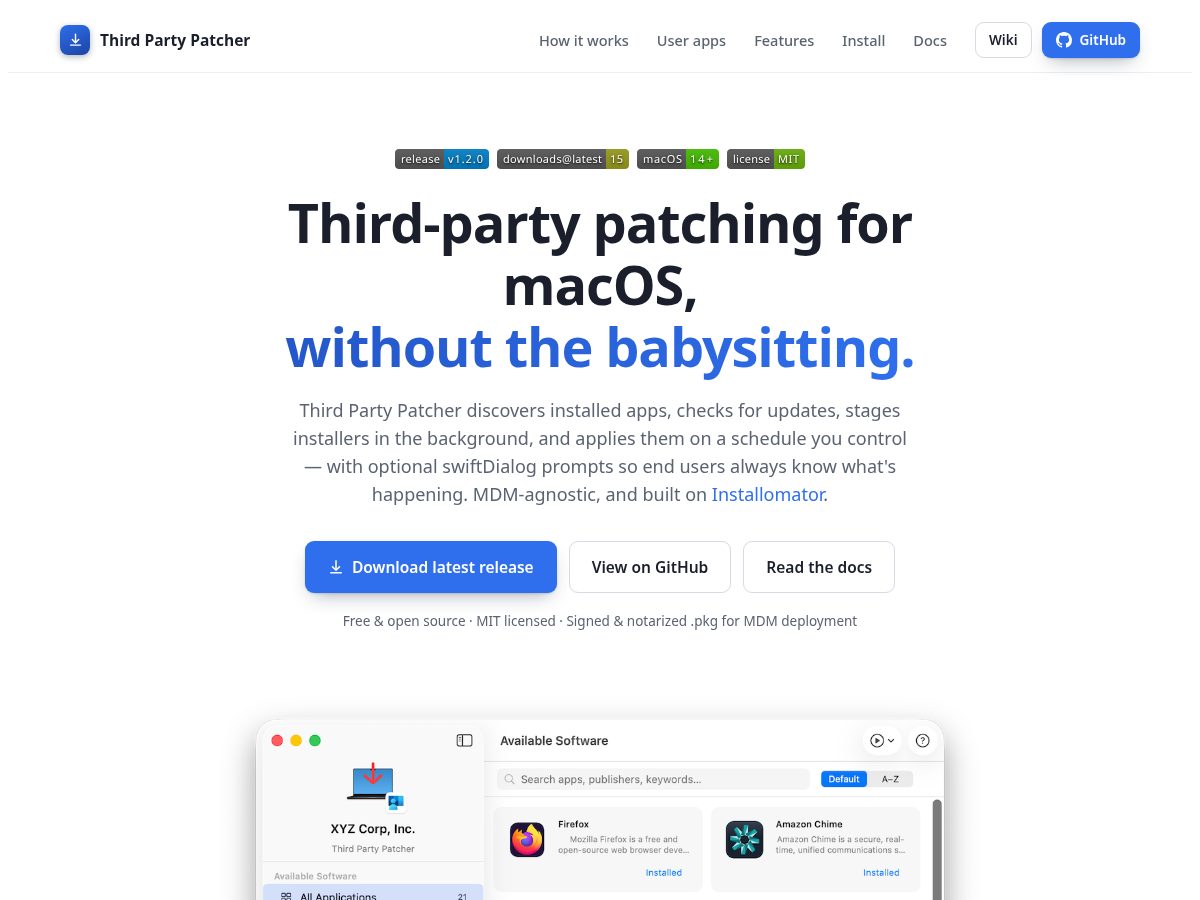 Landing-page snapshot of thirdpartypatcher.org