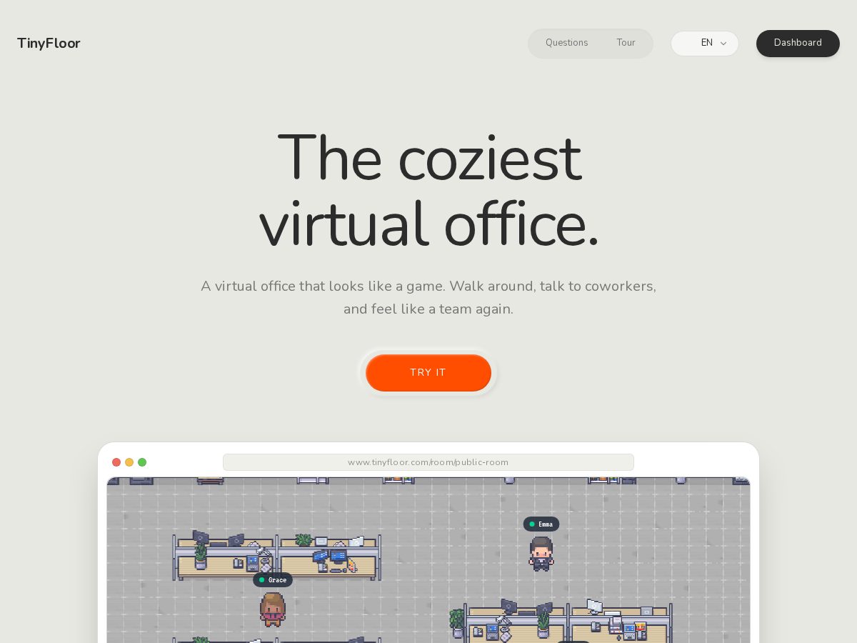 Landing-page snapshot of tinyfloor.com
