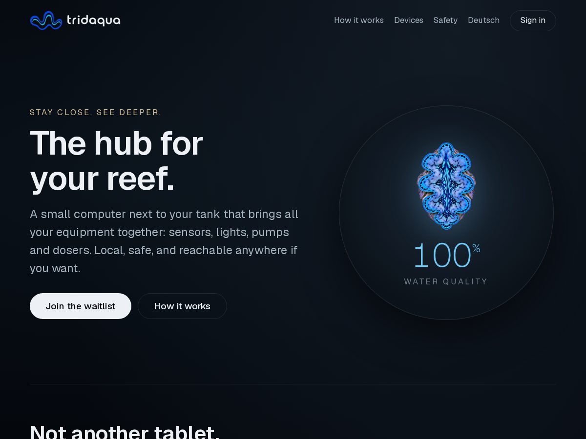 Landing-page snapshot of tridaqua.com