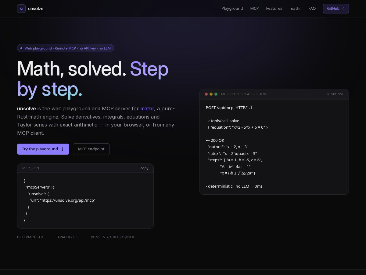 Landing-page snapshot of unsolve.net