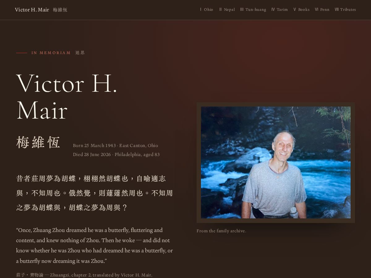Landing-page snapshot of victor-mair.com