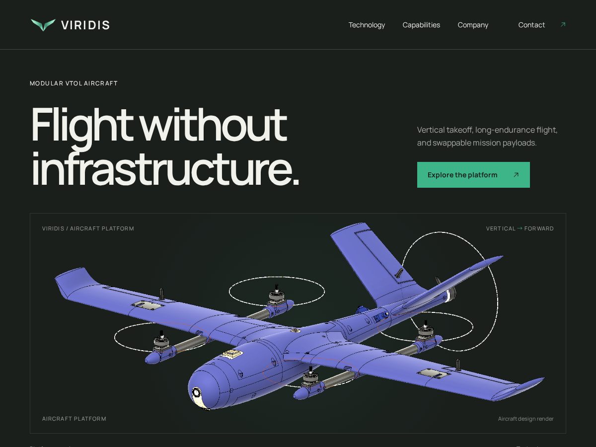 Landing-page snapshot of viridisuav.com