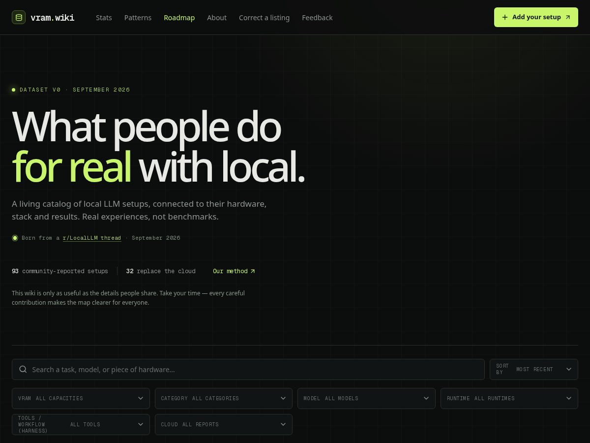 Landing-page snapshot of vram.wiki