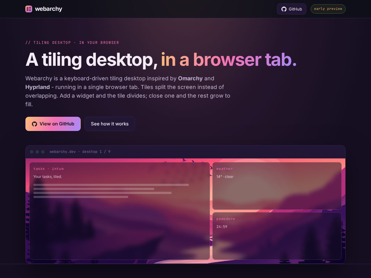 Landing-page snapshot of webarchy.org