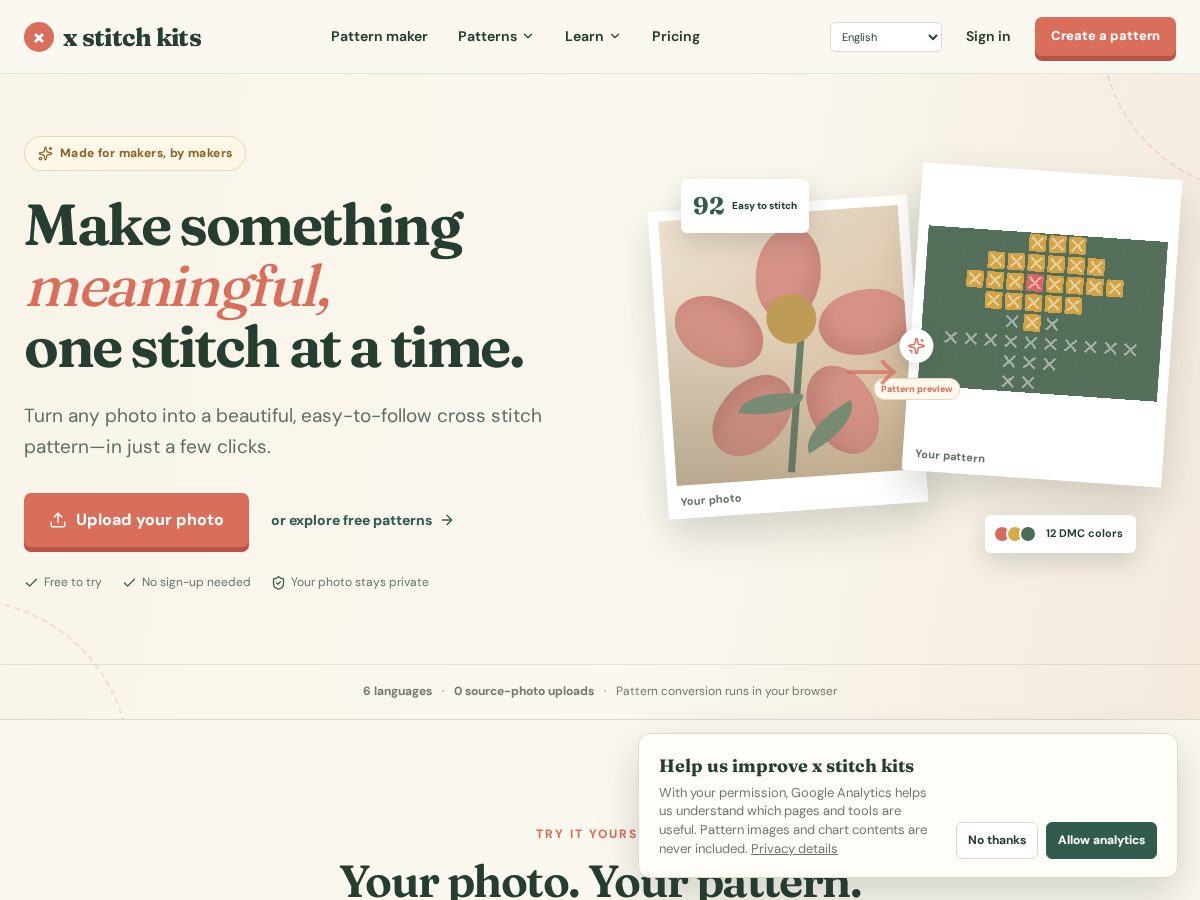Landing-page snapshot of xstitchkits.com
