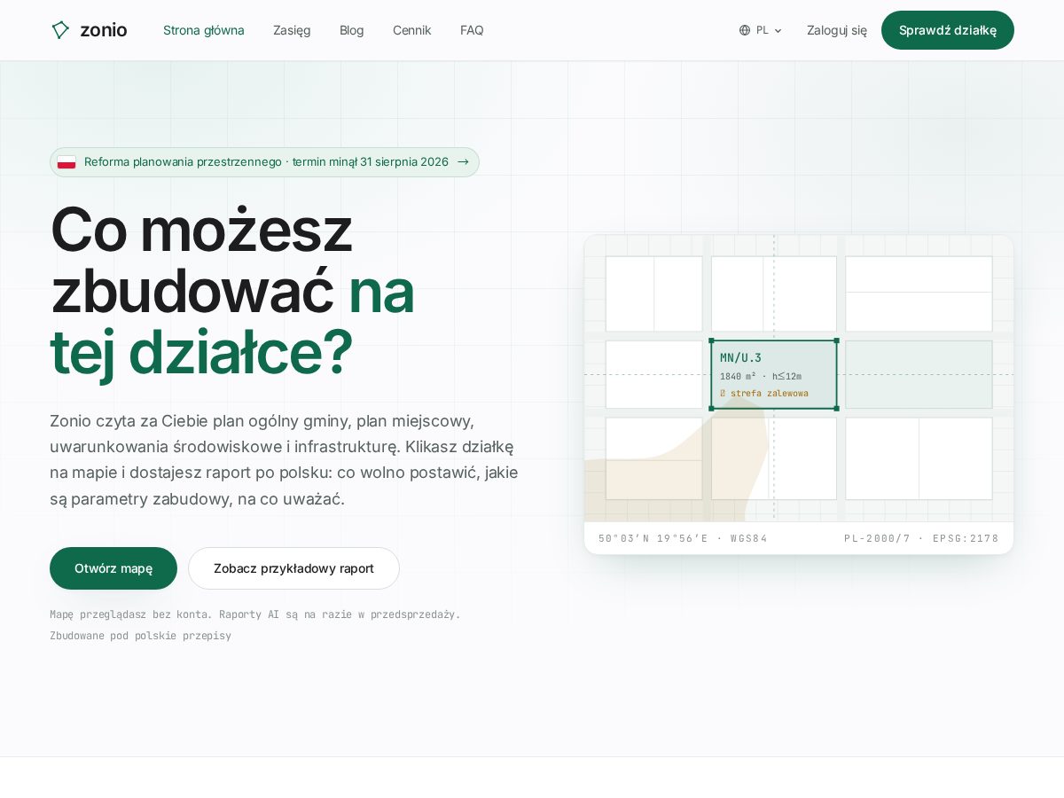 Landing-page snapshot of zonio.tech