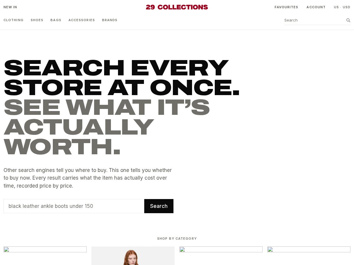 Landing-page snapshot of 29collections.com