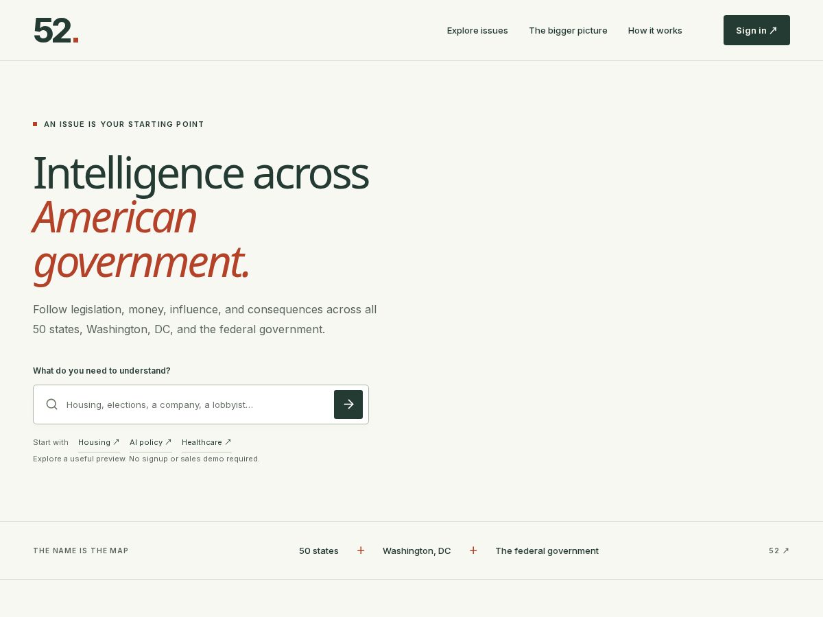 Landing-page snapshot of 52.report
