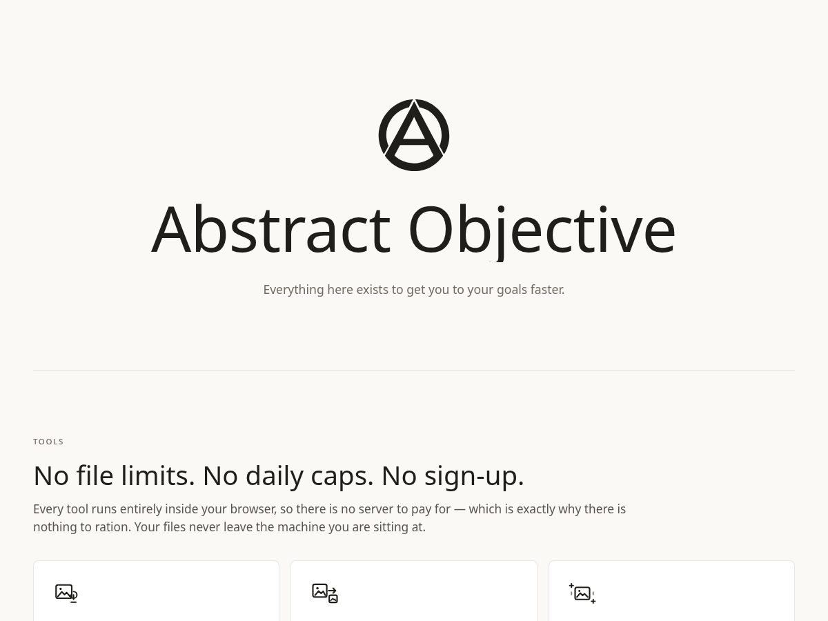 Landing-page snapshot of abstractobjective.dev