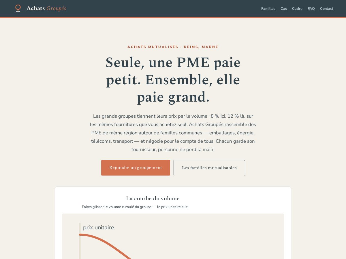 Landing-page snapshot of achatsgroupes.click