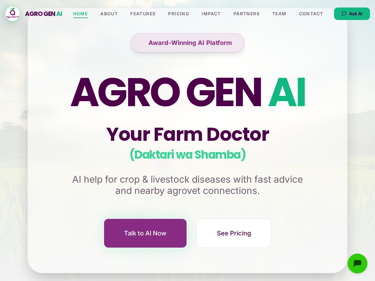 Landing-page snapshot of agrogenai.com