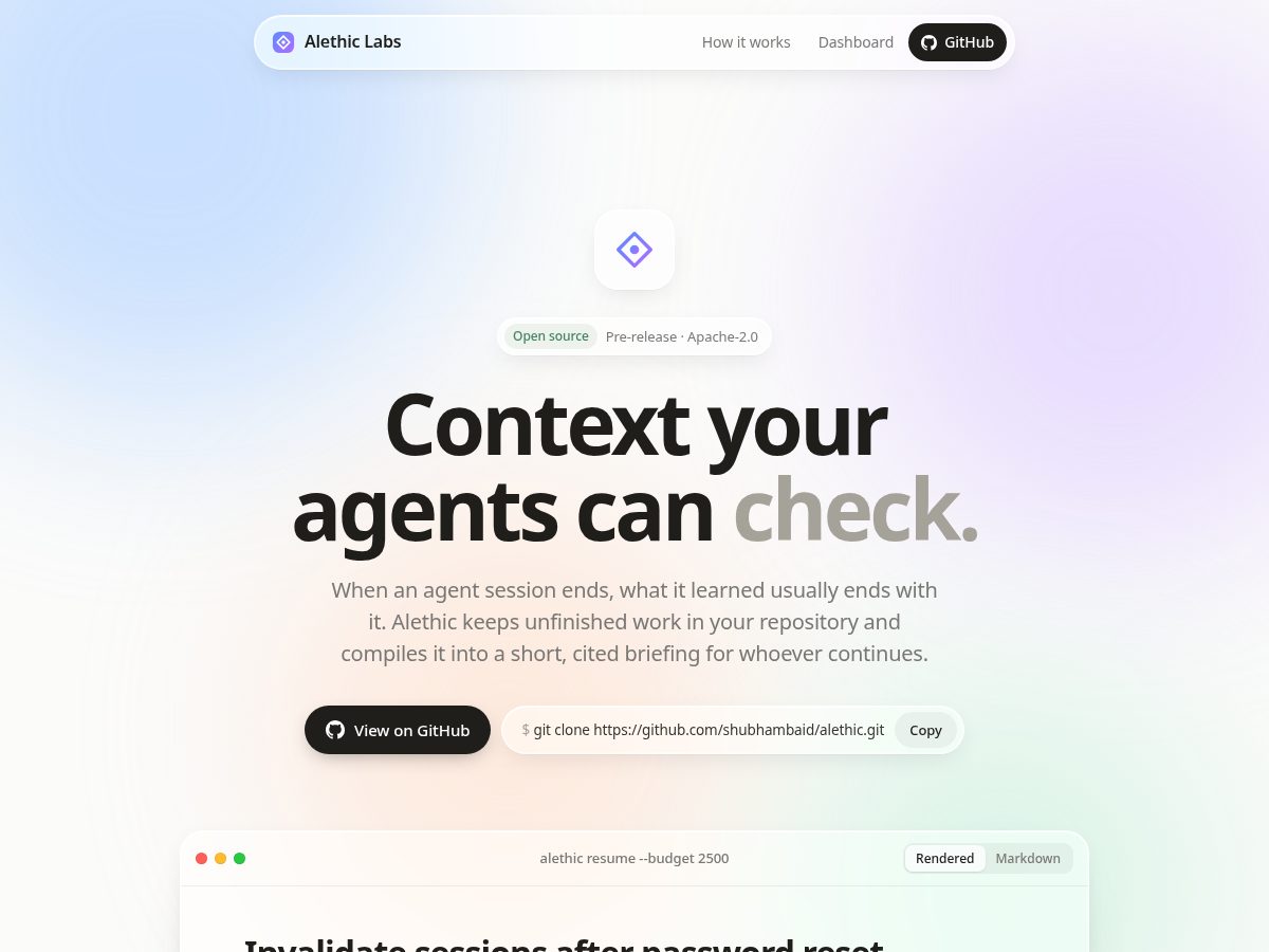 Landing-page snapshot of alethic-labs.com