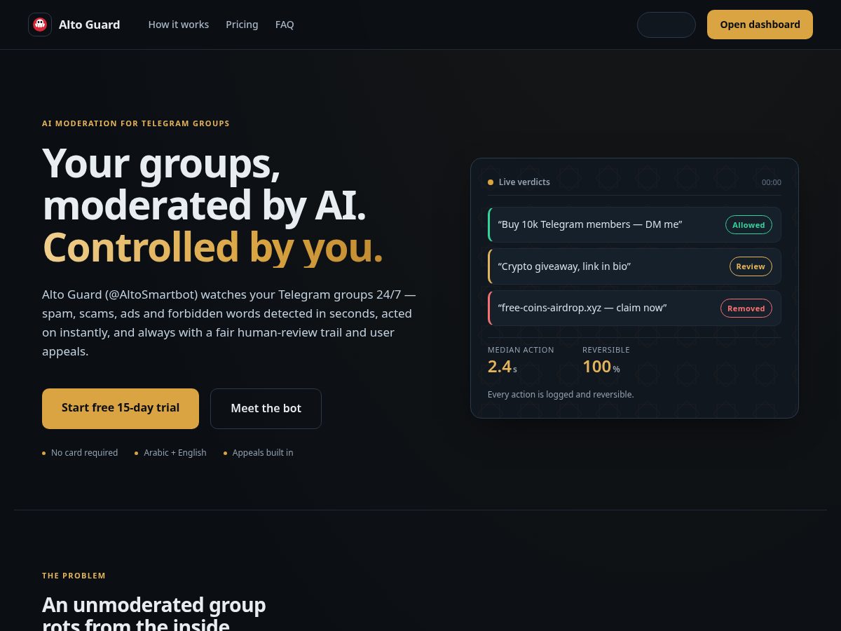 Landing-page snapshot of alto-guard.online