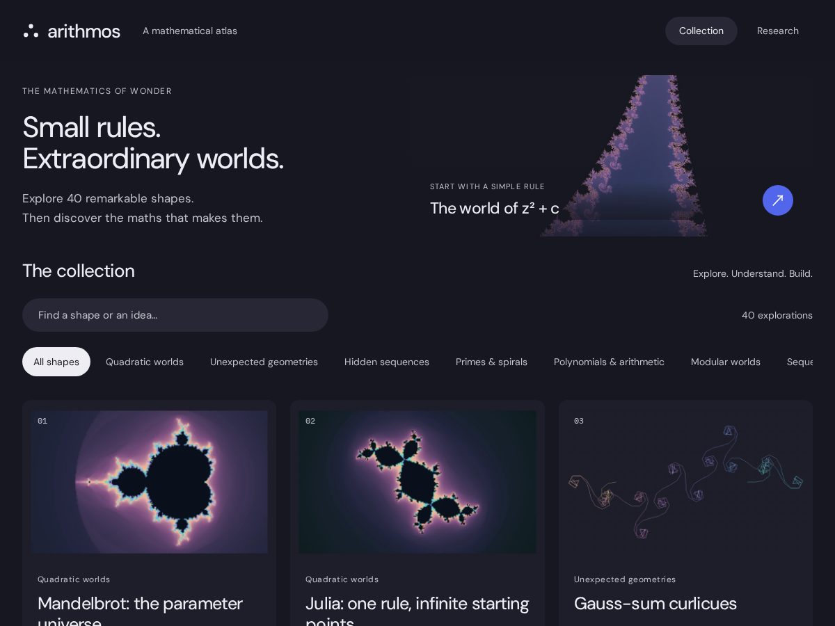 Landing-page snapshot of arithmo.xyz