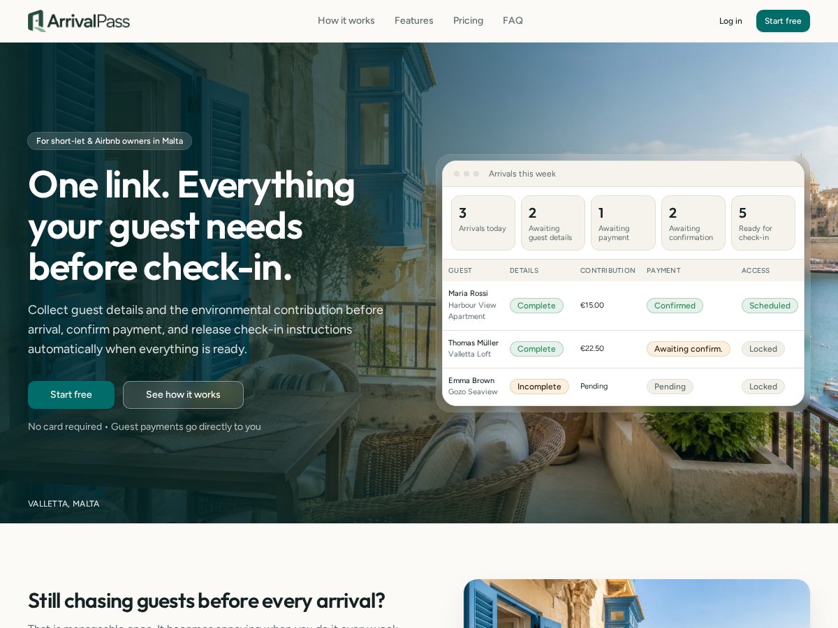 Landing-page snapshot of arrivalpass.app