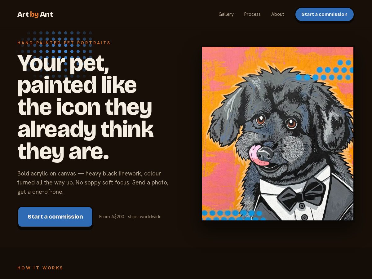 Landing-page snapshot of artbyantwb.com