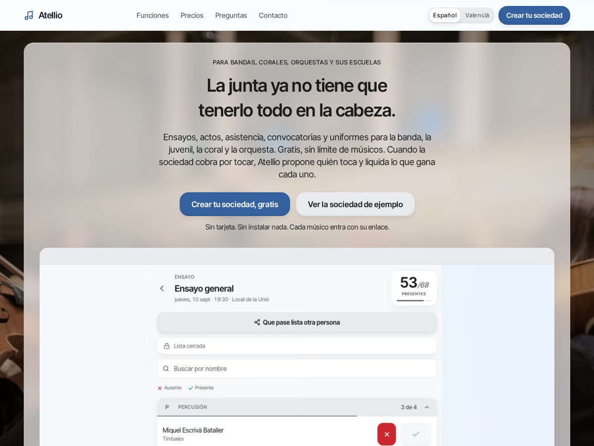 Landing-page snapshot of atelliosuite.com