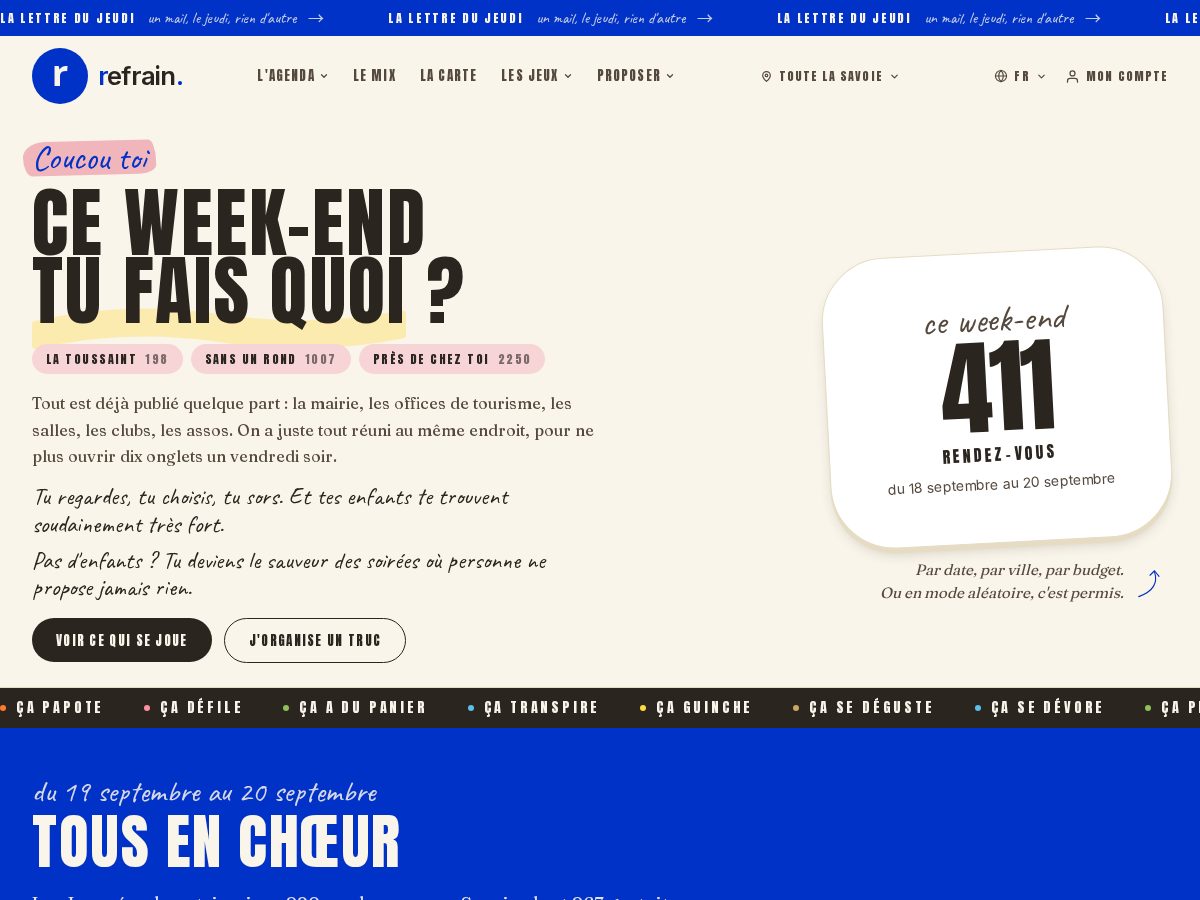 Landing-page snapshot of aurefrain.com