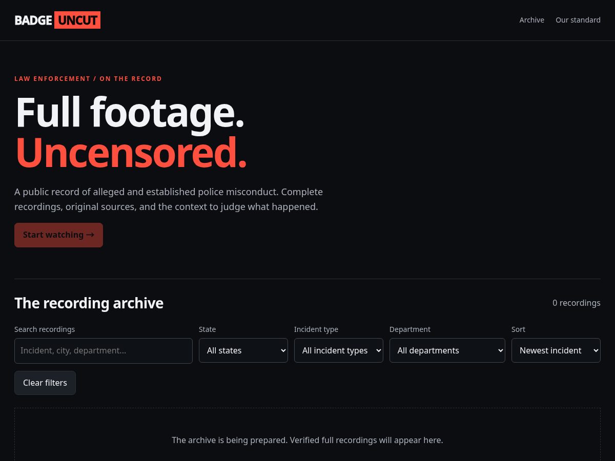 Landing-page snapshot of badgeuncut.com