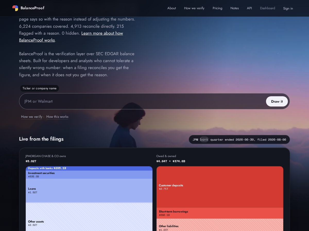 Landing-page snapshot of balanceproof.dev