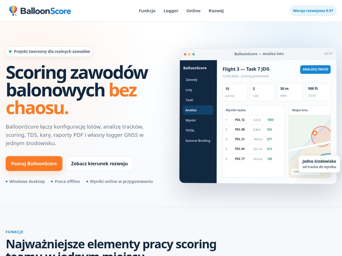 Landing-page snapshot of balloonscore.com