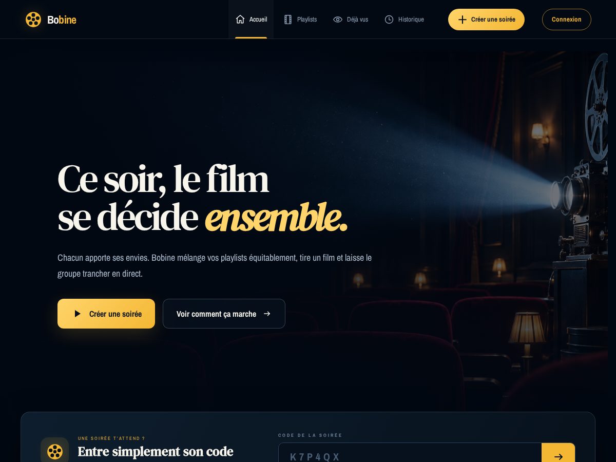 Landing-page snapshot of bobinefilms.com