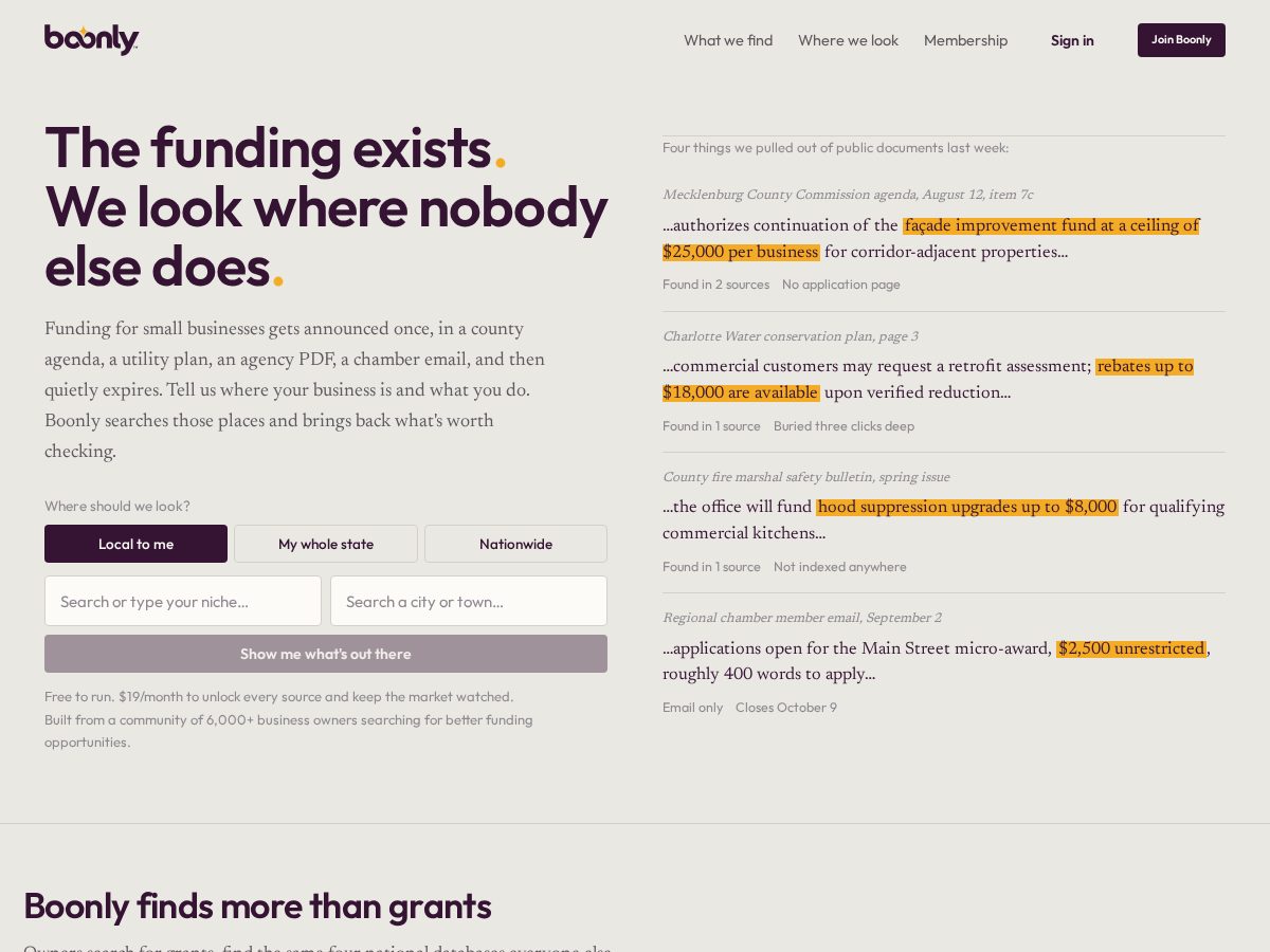 Landing-page snapshot of boonly.org