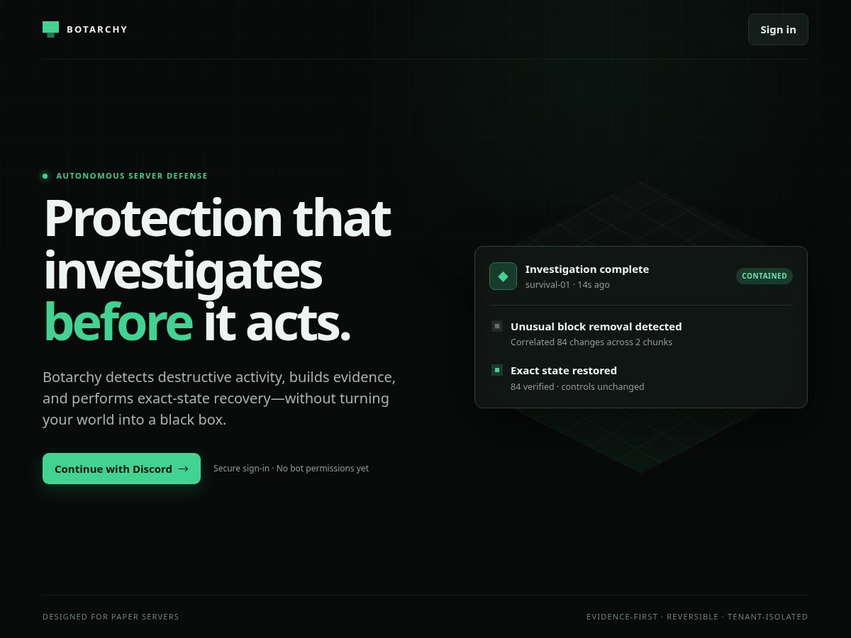 Landing-page snapshot of botarchy.lol