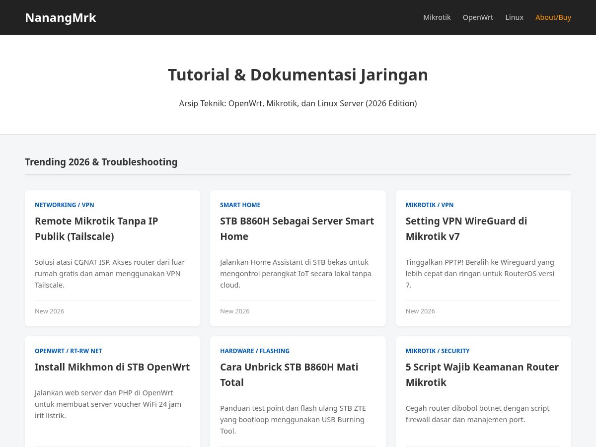 Landing-page snapshot of catatanjaringan.com