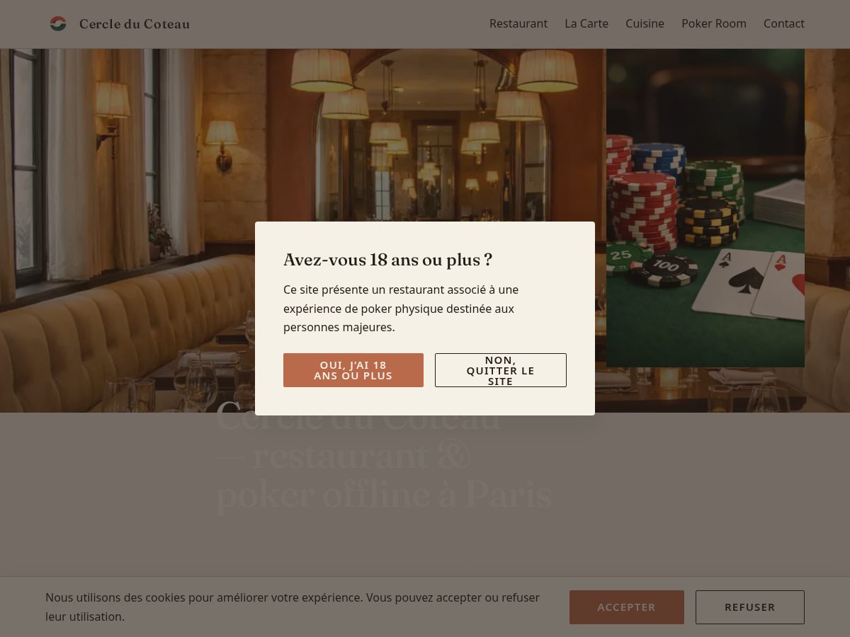 Landing-page snapshot of cercleducoteau.com