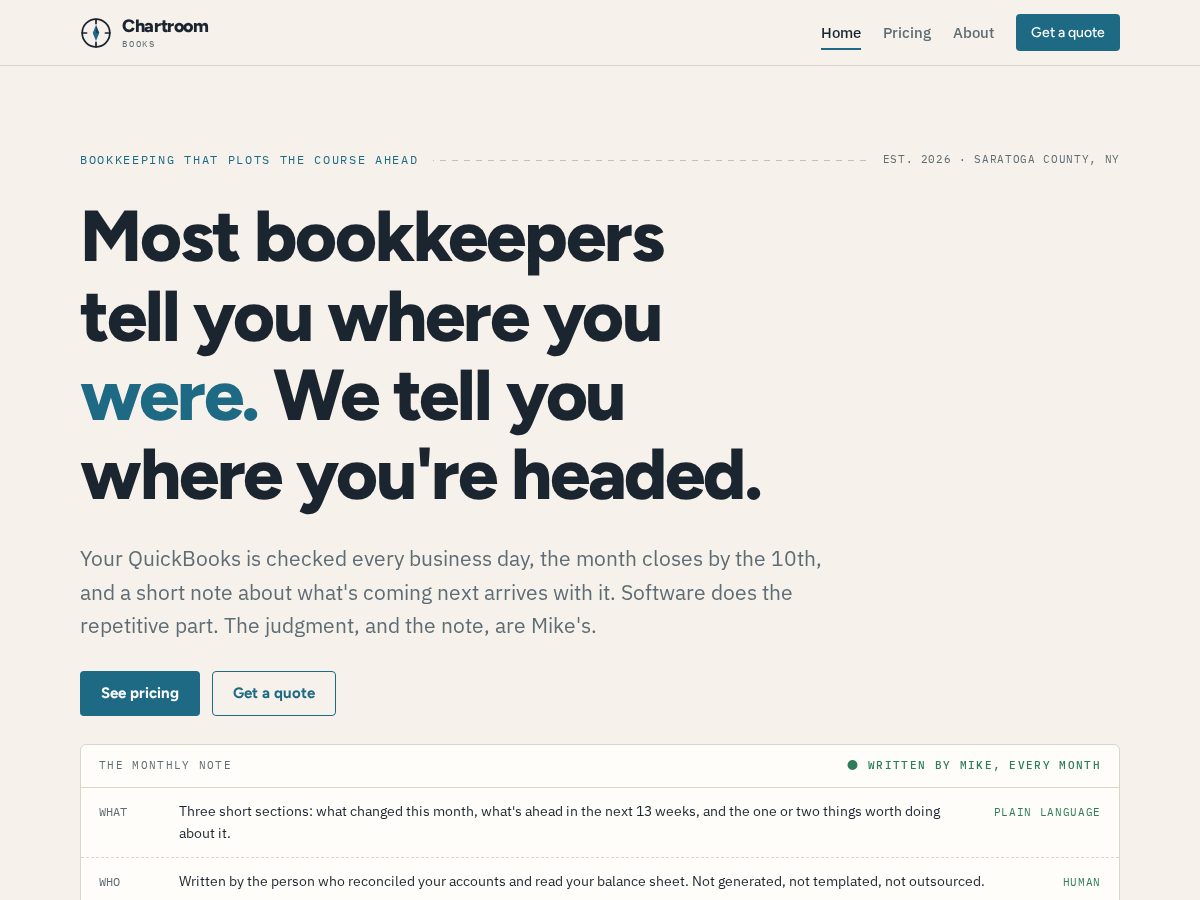 Landing-page snapshot of chartroombooks.com