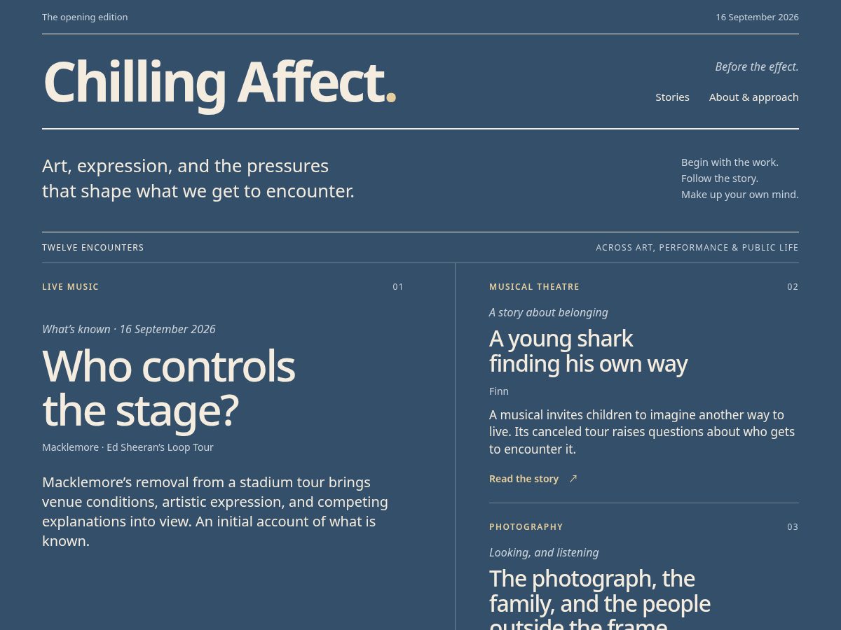 Landing-page snapshot of chillingaffect.com