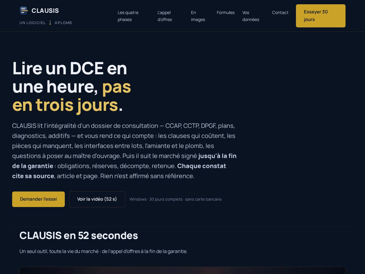 Landing-page snapshot of clausis.app
