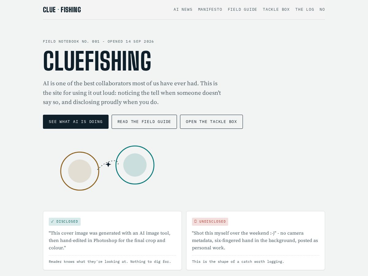 Landing-page snapshot of cluefishing.com