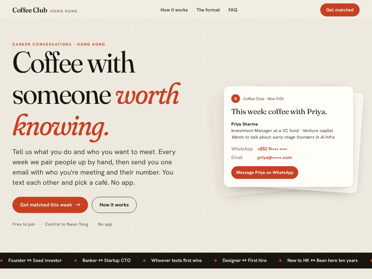 Landing-page snapshot of coffeeclubhk.com
