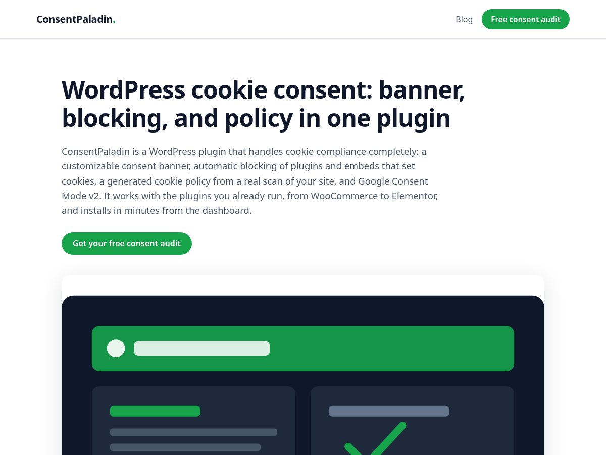 Landing-page snapshot of consentpaladin.com