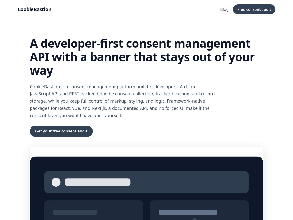 Landing-page snapshot of cookiebastion.com