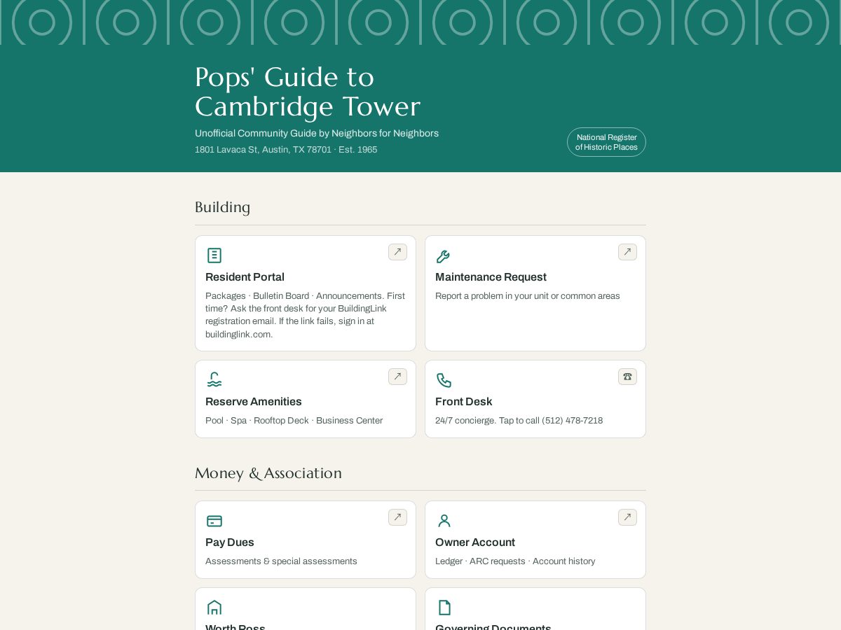 Landing-page snapshot of ctowerguide.com