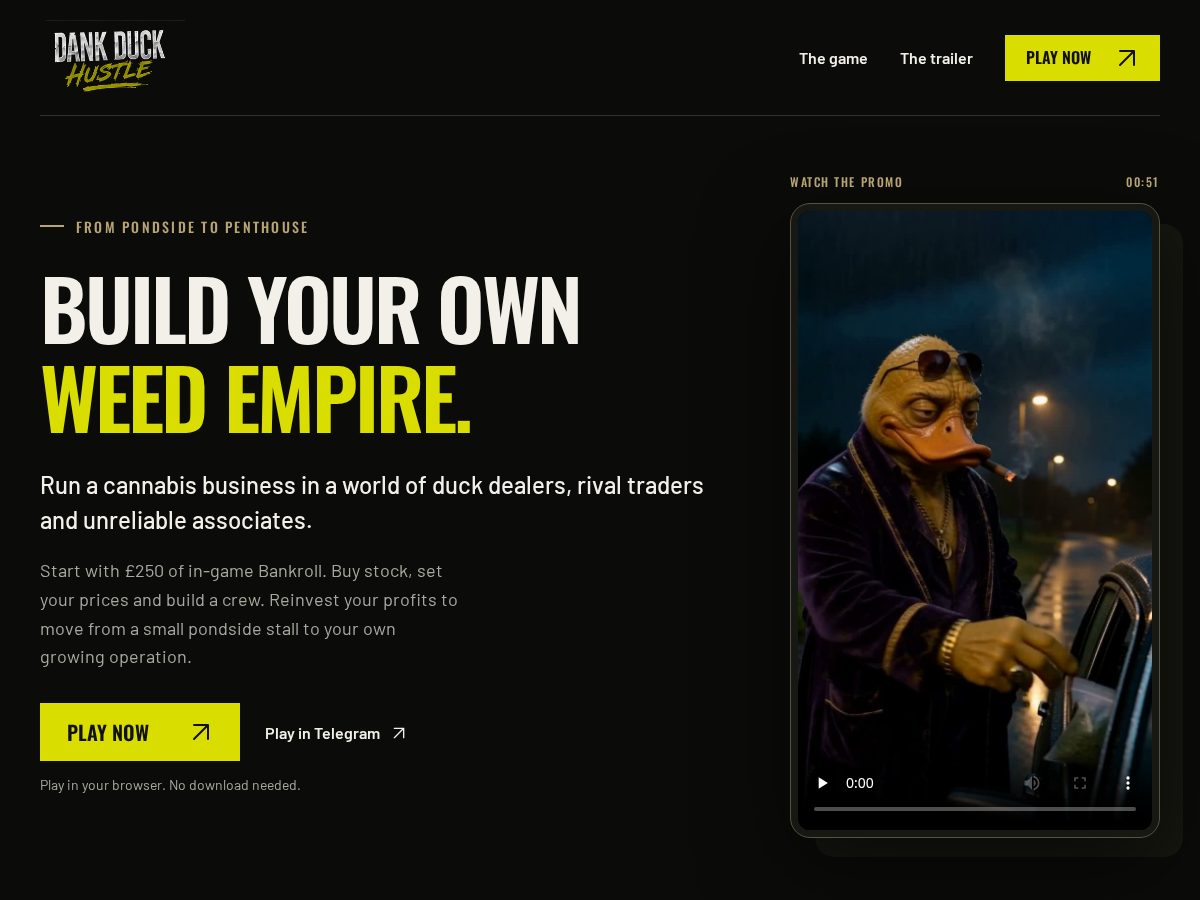 Landing-page snapshot of dankduckhustle.com