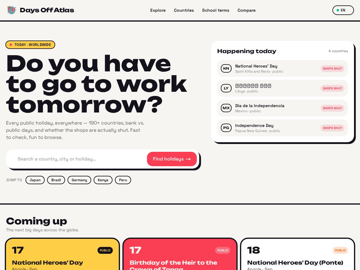 Landing-page snapshot of daysoffatlas.com