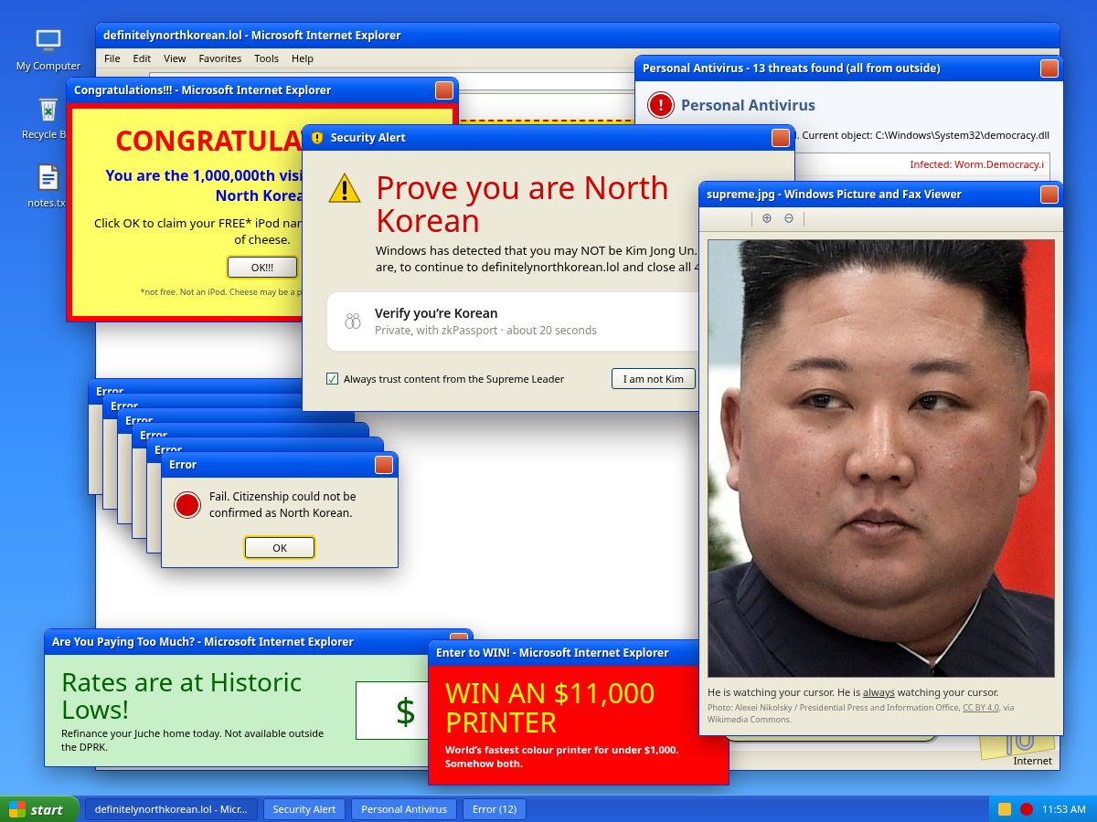 Landing-page snapshot of definitelynorthkorean.lol