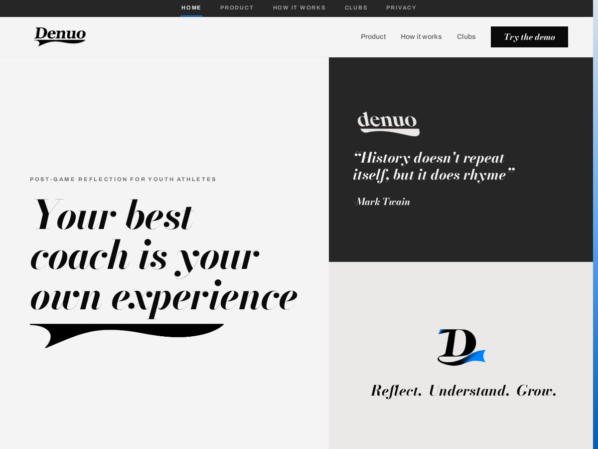 Landing-page snapshot of denuosports.com