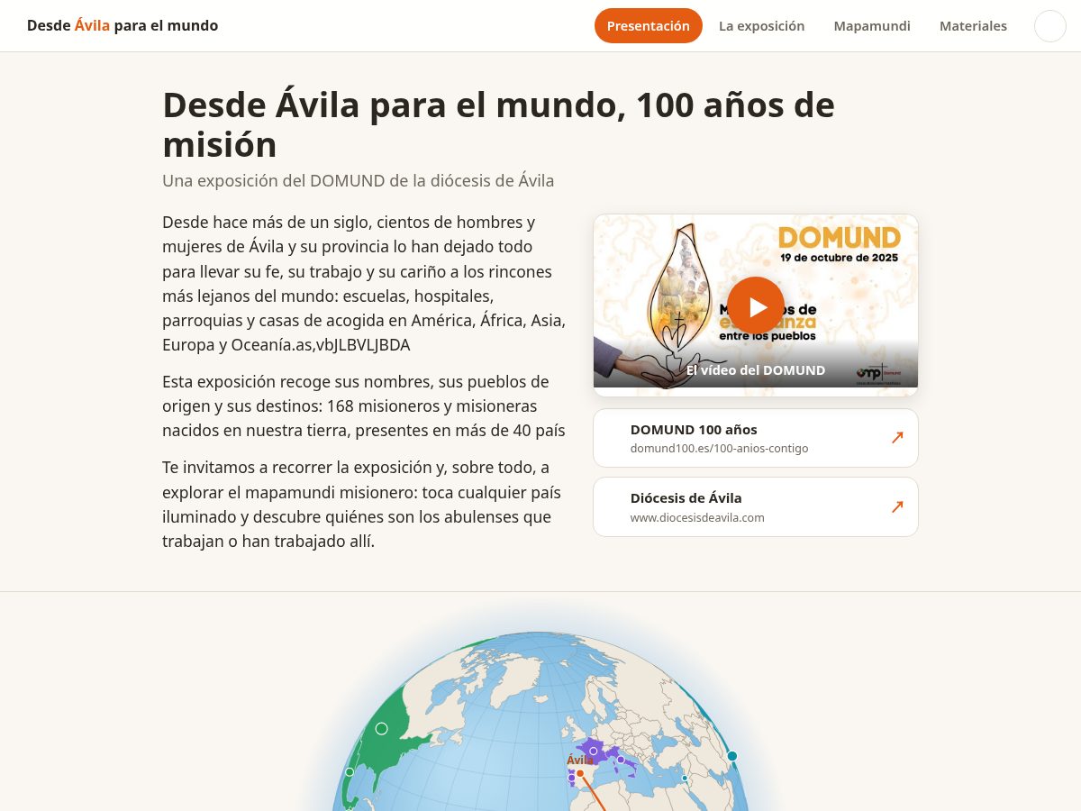 Landing-page snapshot of desdeavilaparaelmundo.org