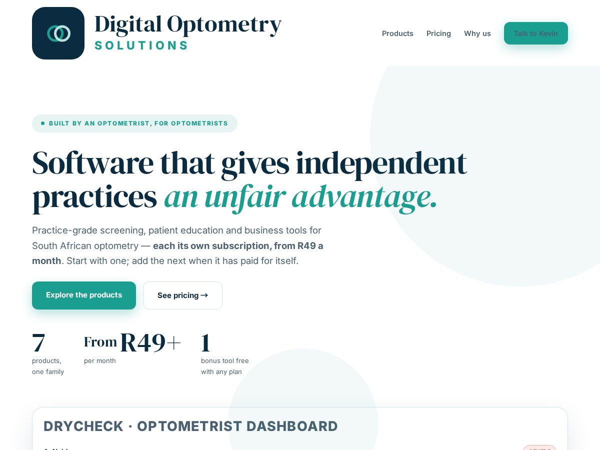 Landing-page snapshot of digitaloptometrysolutions.com
