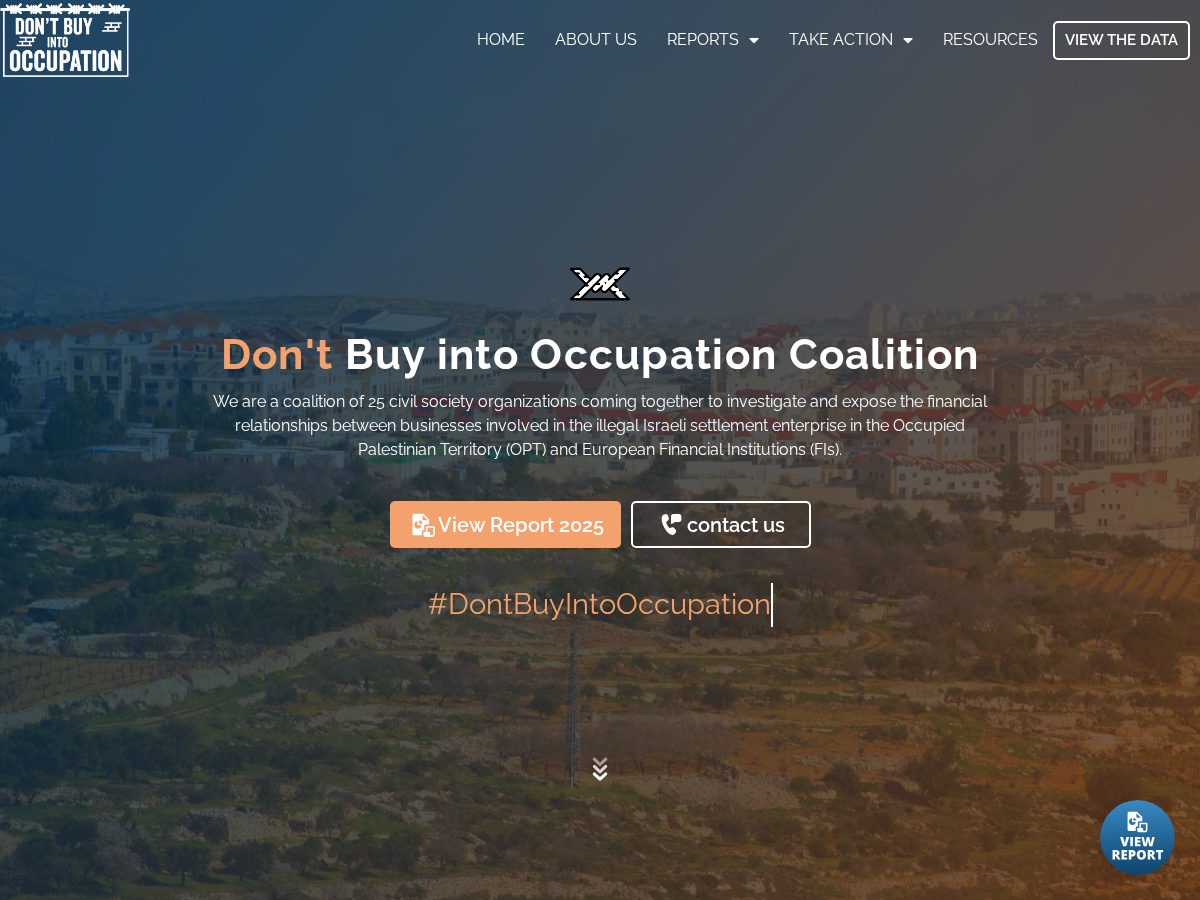Landing-page snapshot of dontbuyintooccupation.org