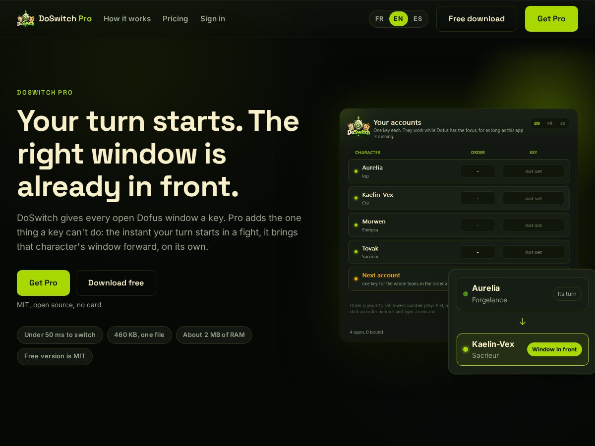 Landing-page snapshot of doswitchpro.com